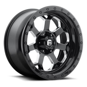 FUEL Savage Wheel D563 5, 6, 8 Lug / GLOSS BLACK W/ MILLED THROUGH WINDOWS